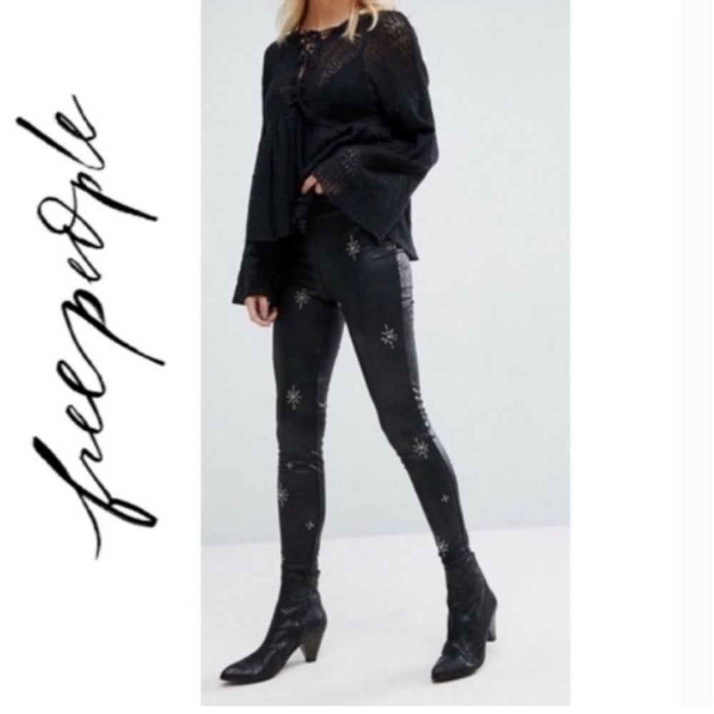Free People star studded vegan faux suede legging pants 27‎